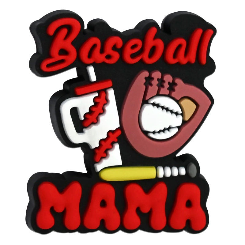 Wholesale 100pcs randomly Baseball series PVC soft rubber double-sided perforated cartoon bead ornaments