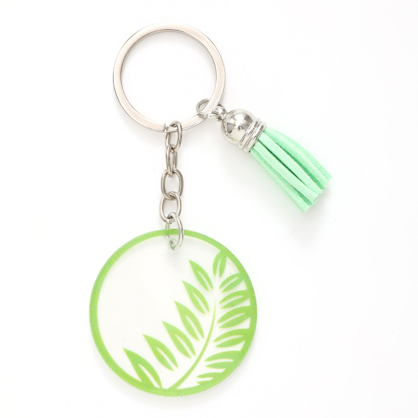 Wholesale Flower Leaves Green Tassel Acrylic Keychain ACC-KC-YTian007