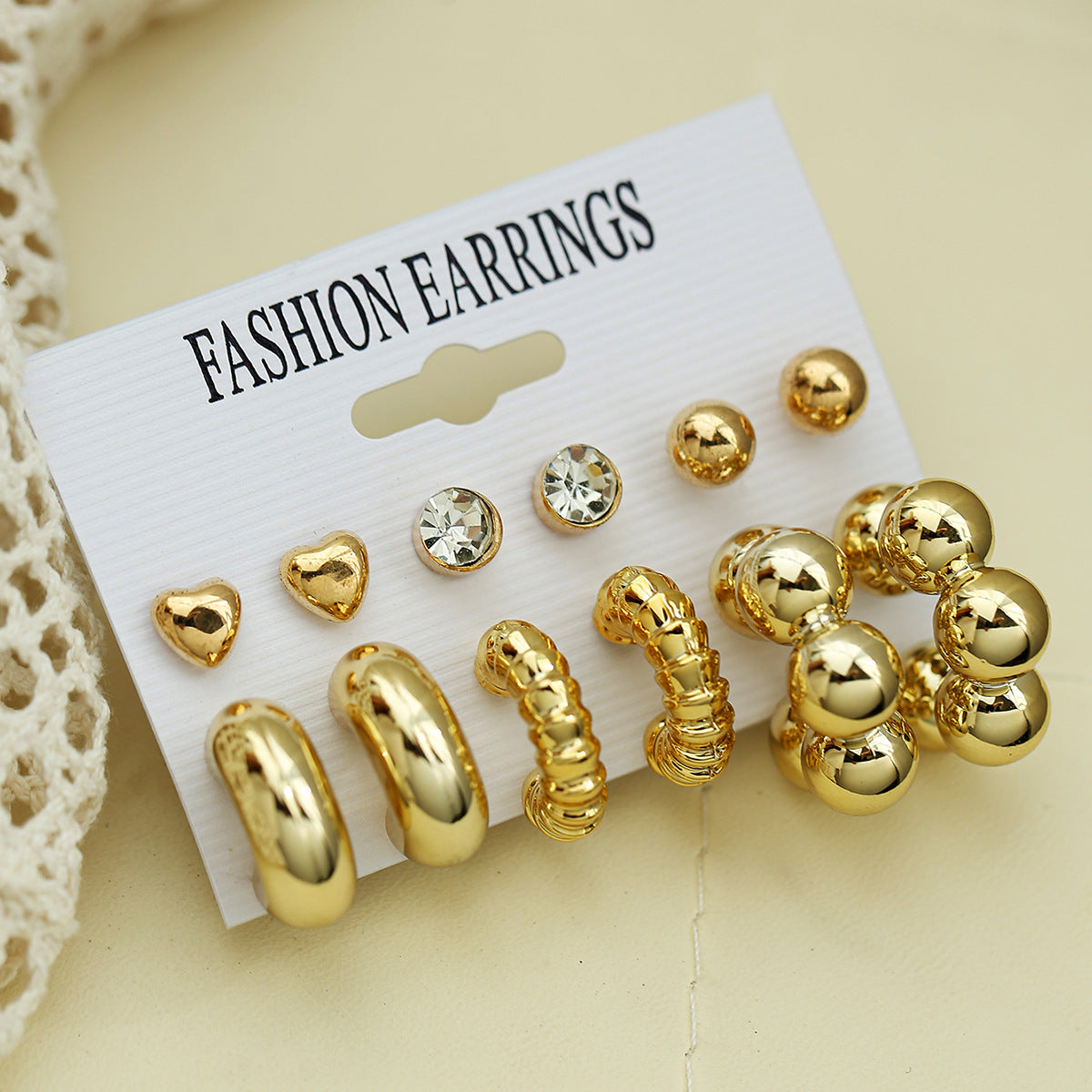 Wholesale 12Pcs Water Drop Earring Set With Studs Gold Plated Resin Fashion Jewelry Accessory For Women Gift And Boutique Resale