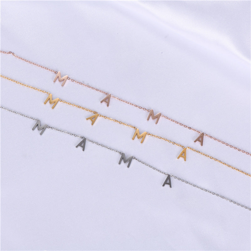 Wholesale  stainless steel titanium steel necklace small letter DIY pendant Mother's Day