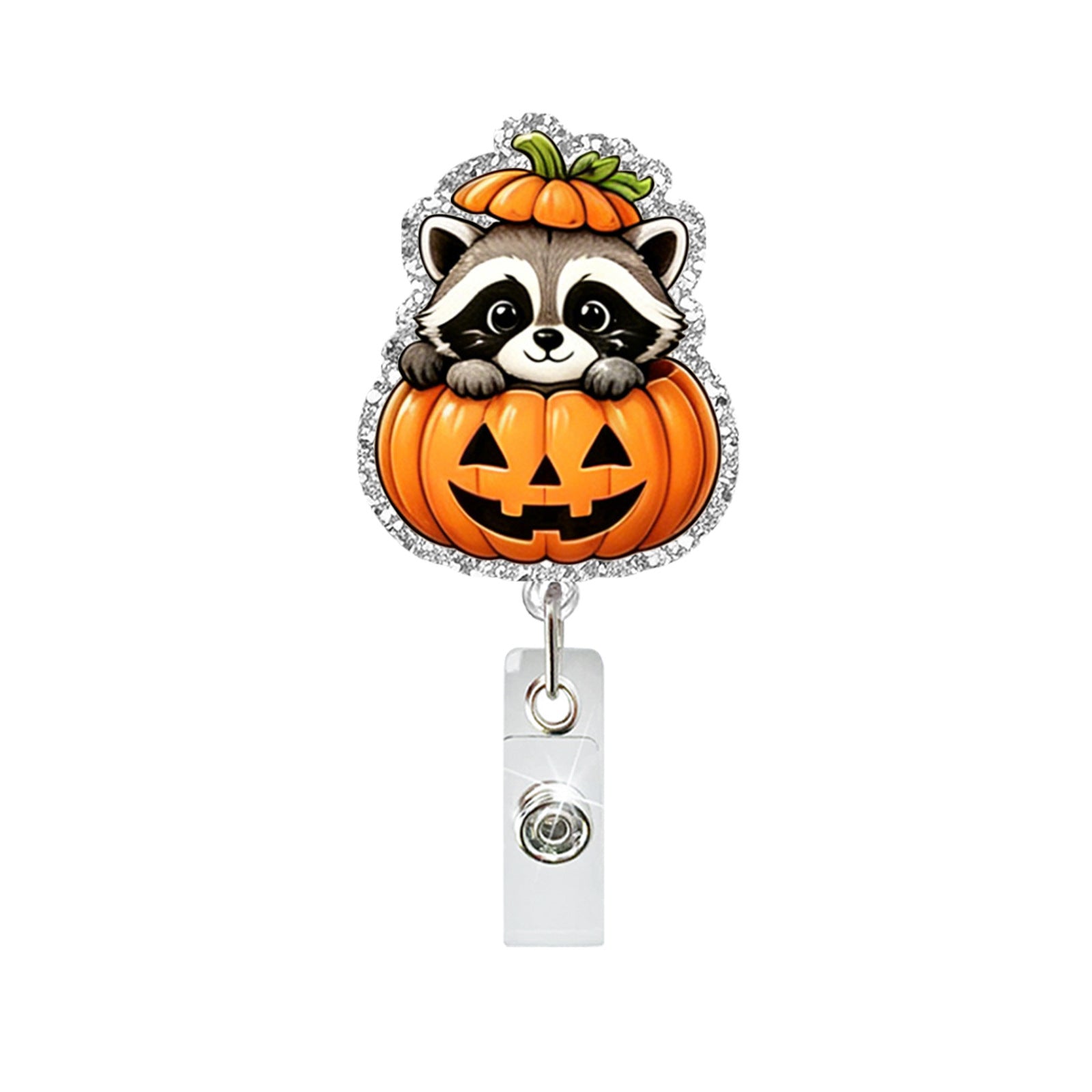 Wholesale  Cute Raccoon Acrylic Retractable Badge Holder with Alligator Clip