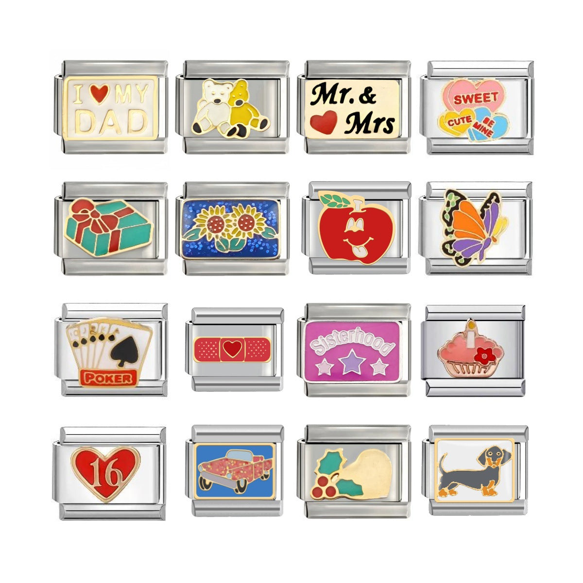 Wholesale talian Charm Starter Bracelets DIY square Single Section Creative Stainless Steel Composable Bracelet