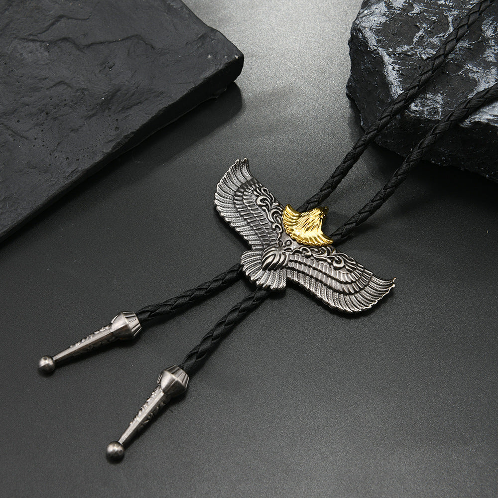 Wholesale Long bolo tie necklace with Indian-style eagle pendant