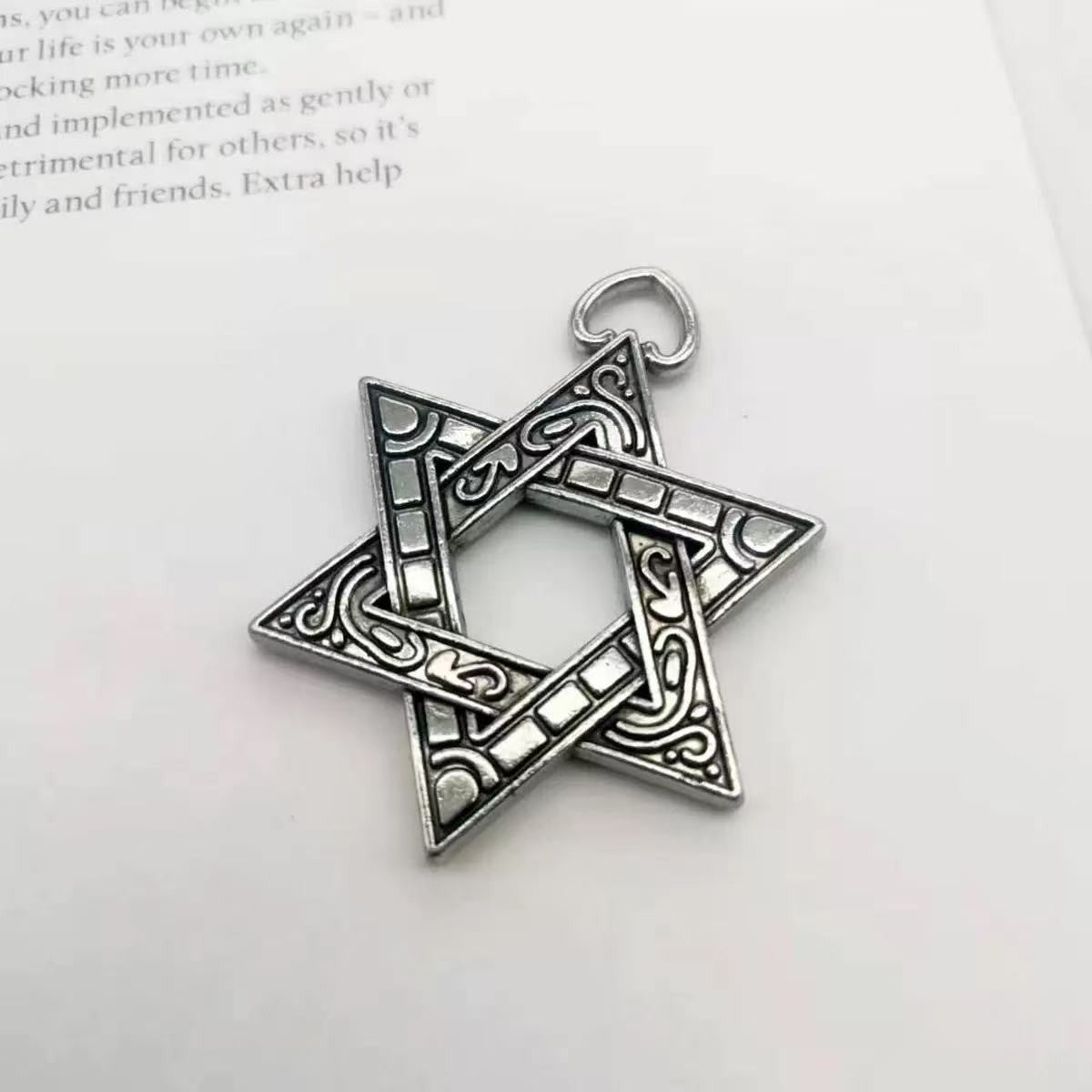 Wholesale Stylish Six Pointed Star Pendant Long Chain Necklace For Men Hip Hop Party Jewelry Accessory