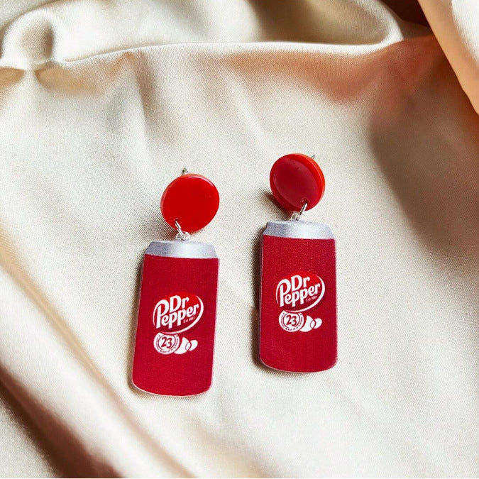 Wholesale  Creative Design Coke Drink Bottle 2D Acrylic Pendant Earrings