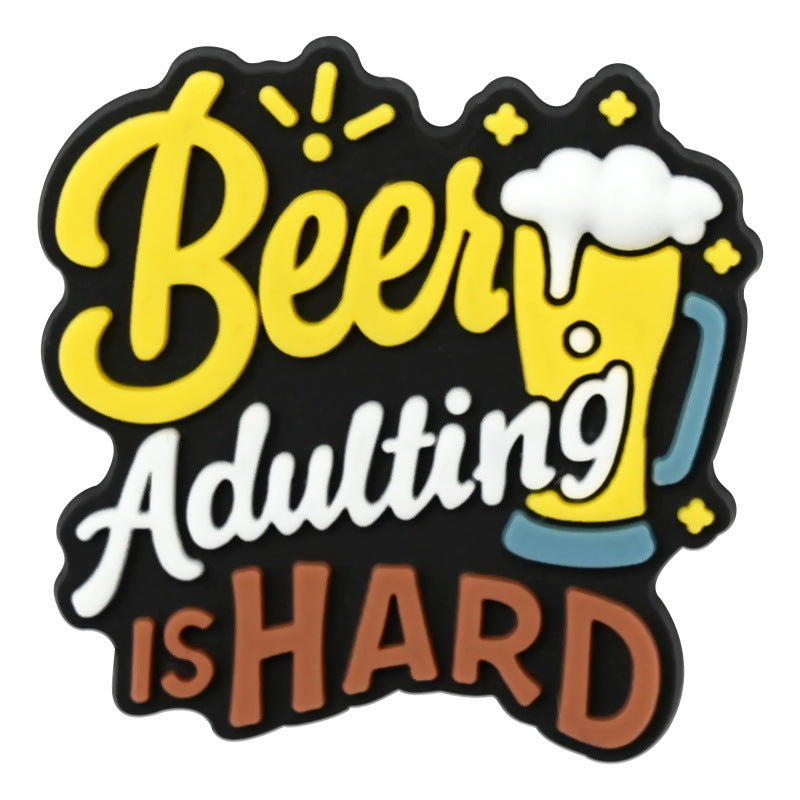 Wholesale  Random 100pcs e-commerce beer festival phrase series of clogs PVC Soft Rubber Shoe Buckle Decoration