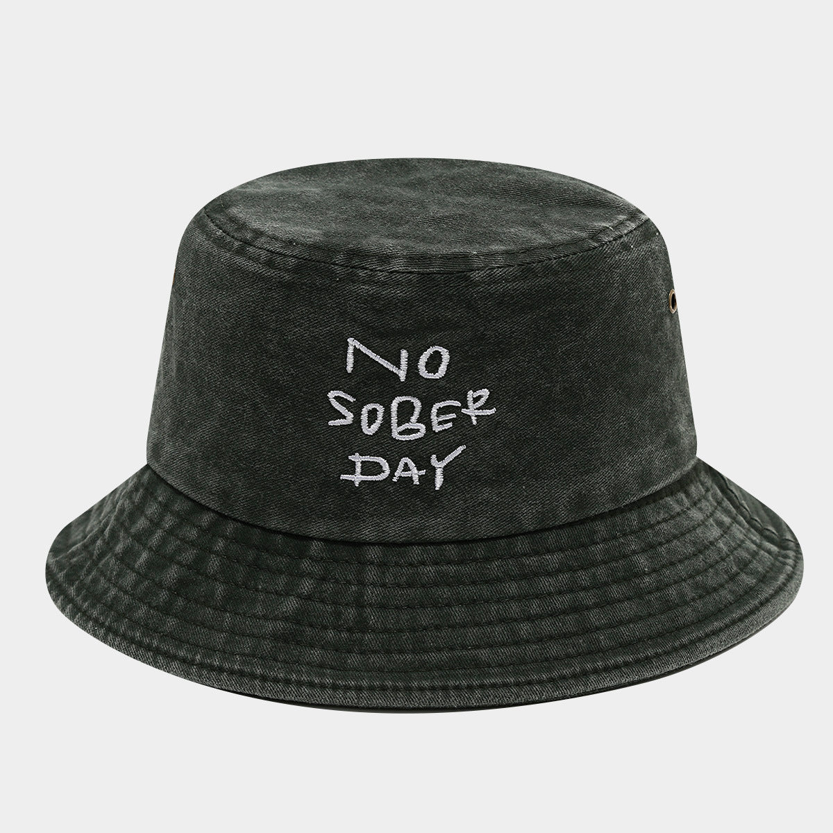 Wholesale Washed Cotton Embroidered Flat Top Fisherman Hat Bucket Hat