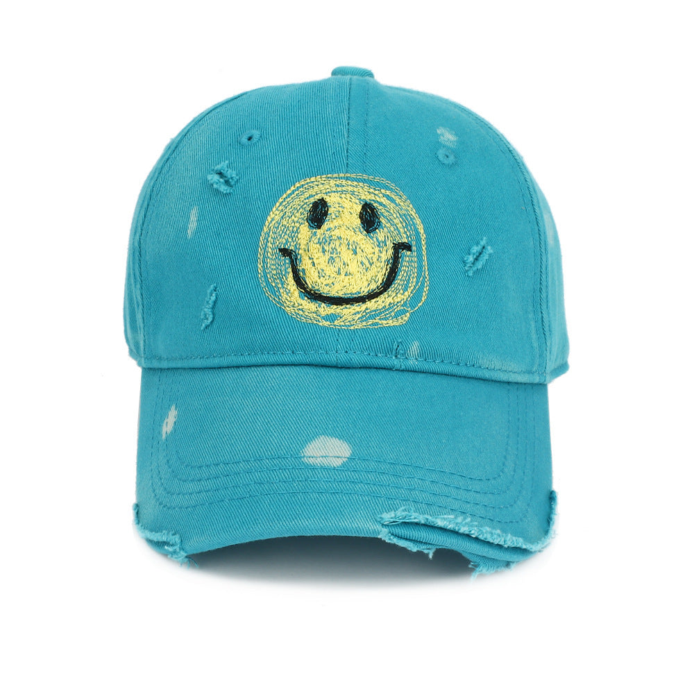 Wholesale Cute Smiling Face Ripped Cotton Baseball Cap ACC-HT-RongZhao032