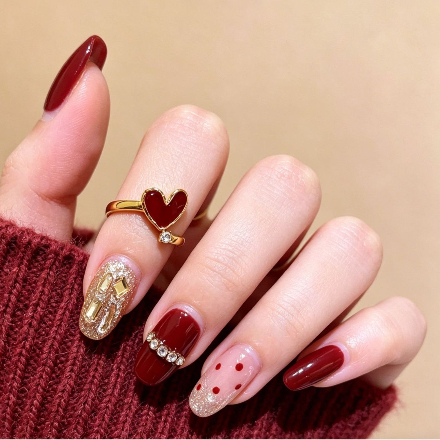 Wholesale Retro Style Women S Rhinestone Dripping Oil Heart Open Ring Chic Jewelry Accessory For Everyday Wear