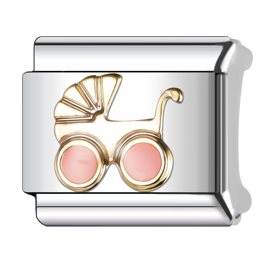 Wholesale Italian Charm Bracelet 9mm DIY Splicing Gold Chess Series Stainless Steel Composable Bracelet