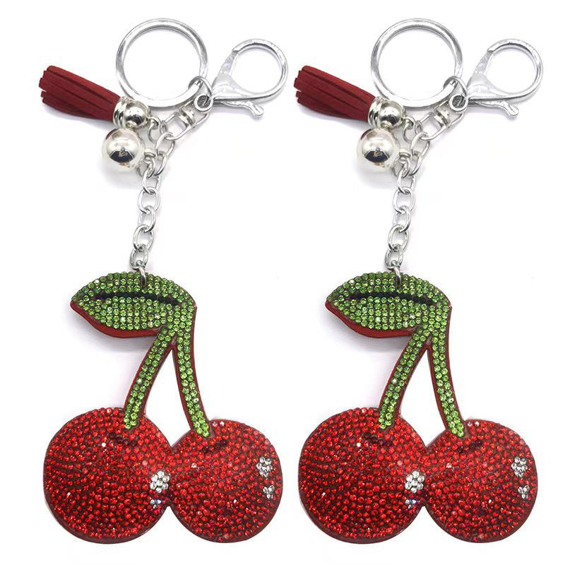 Wholesale  Diamond-encrusted Cherry Keychain