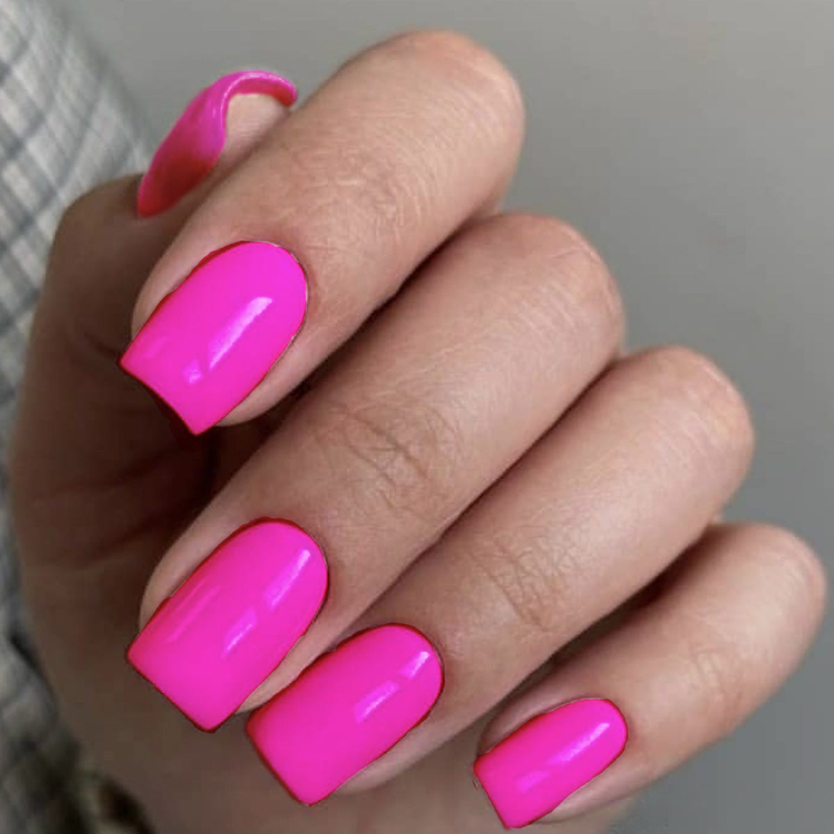 Wholesale 24pcs/box Glitter Nail Stickers Solid Color Rectangle Wearable Nail Press-On Nail Set ACC-NS-HaoYi029