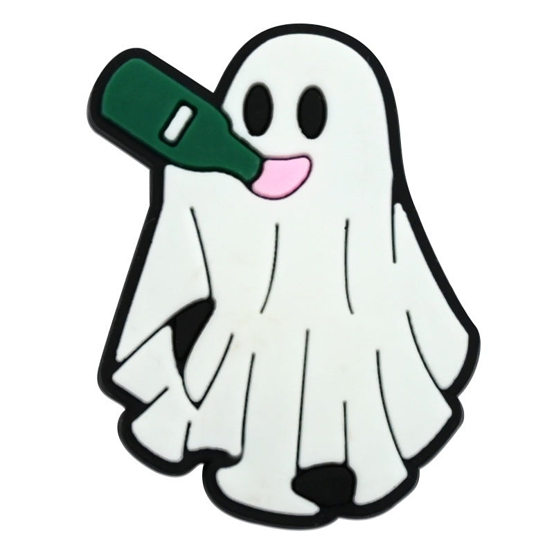 Wholesale Random 100pcs  Series White Ghost Clogs  PVC Soft Rubber Shoe Buckle Decoration