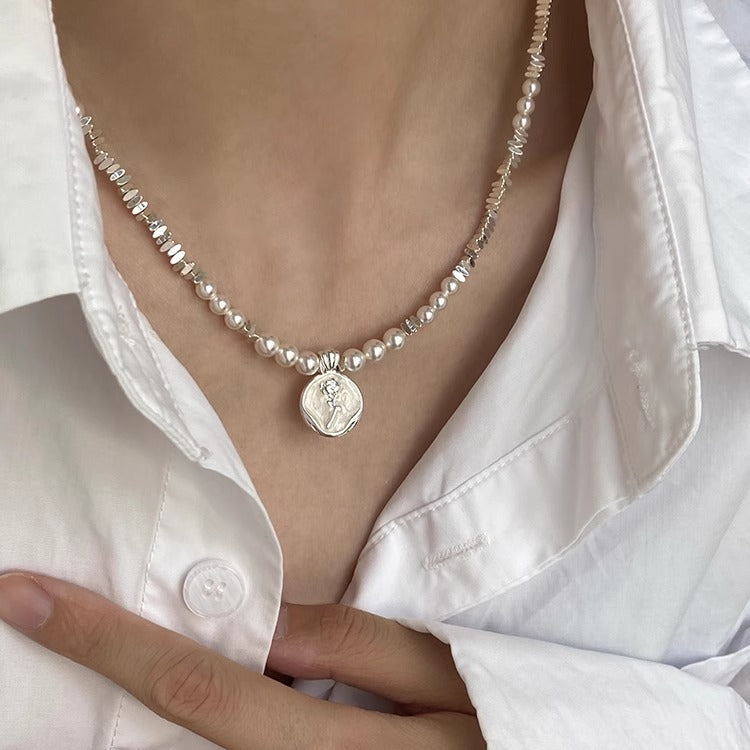 Wholesale irregular silver pearl necklace