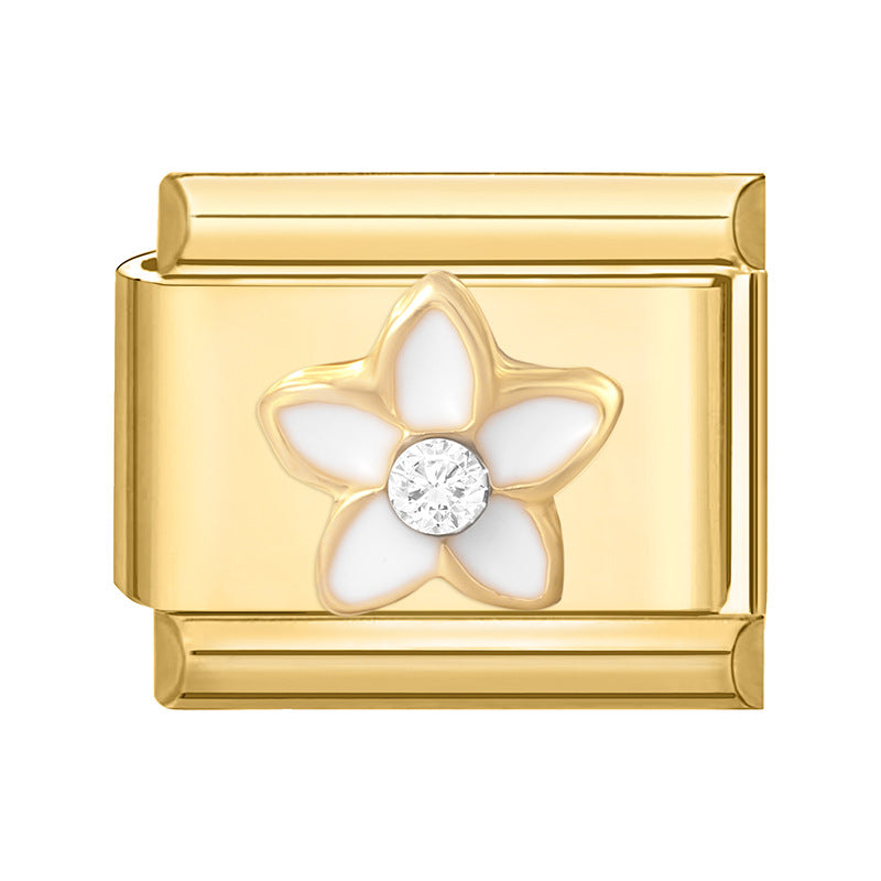 Wholesale 9mm Italian Charm Starter Bracelets DIY Gold Flower Stainless Steel Composable Bracelet