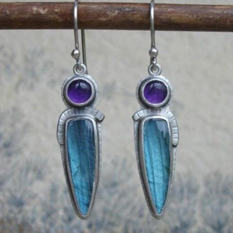 Wholesale Bohemian Retro Pear Shaped Earrings Silver Tone Alloy Fashion Jewelry for Party Boutique Resale