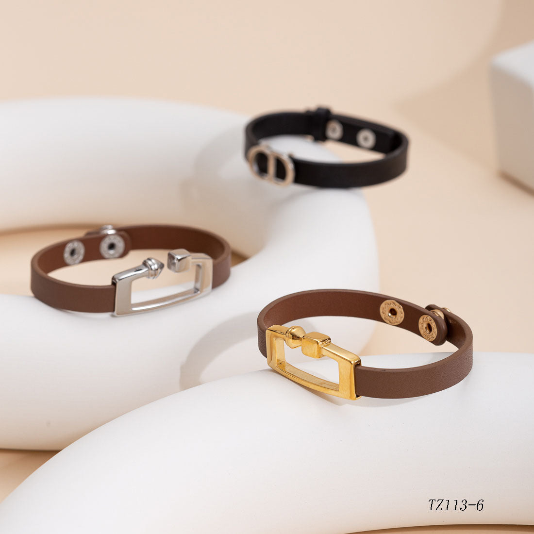 Wholesale Geometric circular leather bracelet