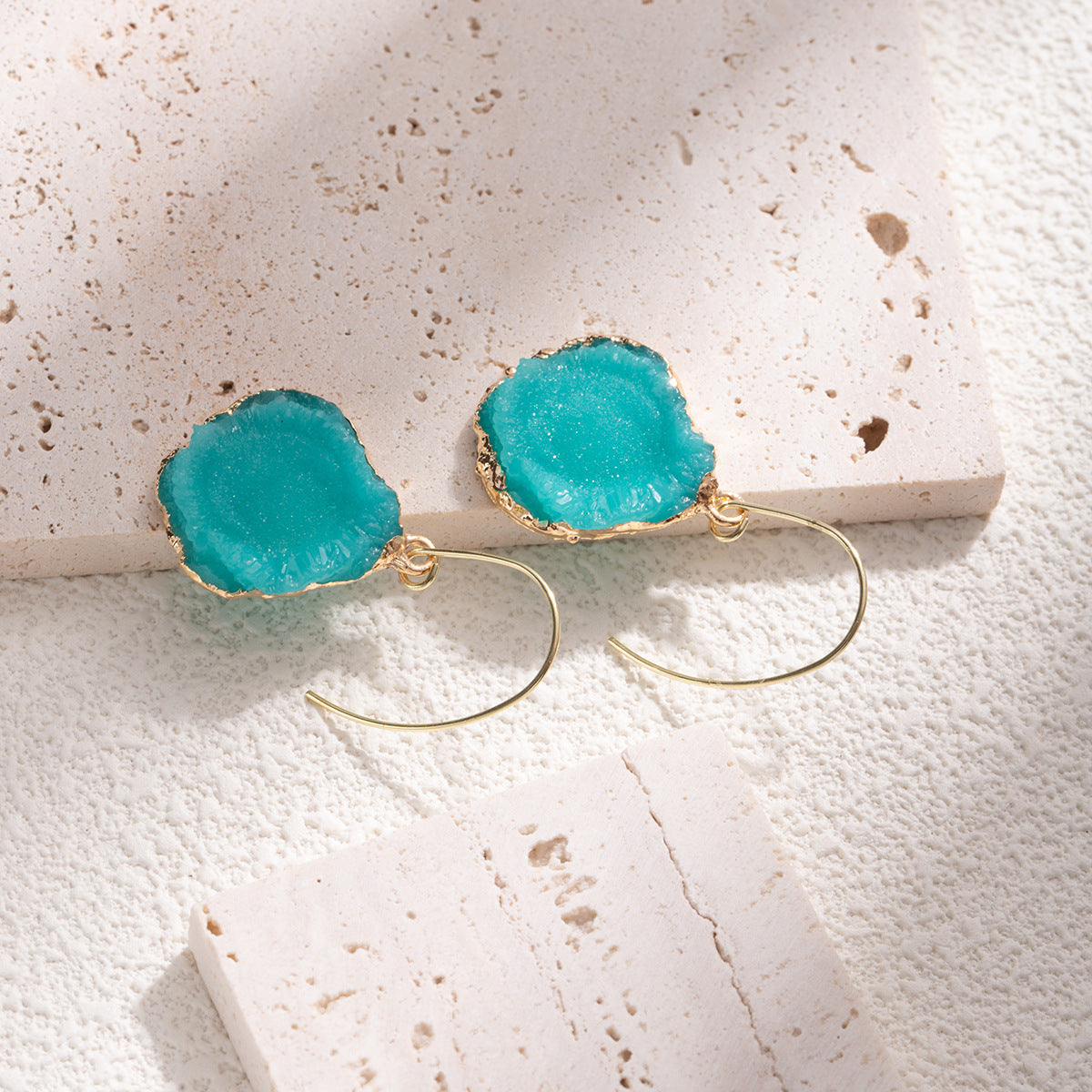 Wholesale Irregular geometric blue pendant earrings