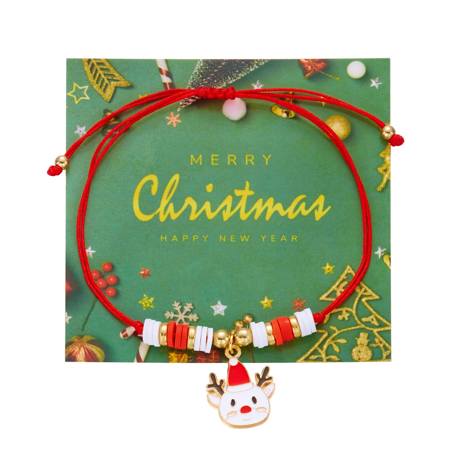Wholesale Colorful Christmas Tree Snowflake Polymer Clay Braided Bracelet