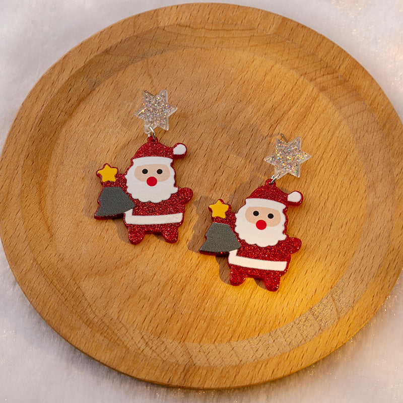 Wholesale Christmas Acryllic Card Claus Santa Earrings ACC-ES-MDD069