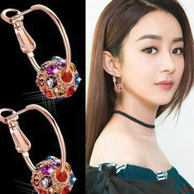 Wholesale Alloy Crystal Rhinestone Stud Earrings Lucky Ball Charm Jewelry for Everyday Wear