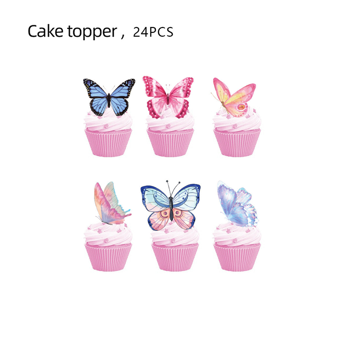 Wholesale Pink Butterfly Birthday Disposable Tableware Paper Plate Set Knife Fork Spoon Party Decoration Theme Paper
