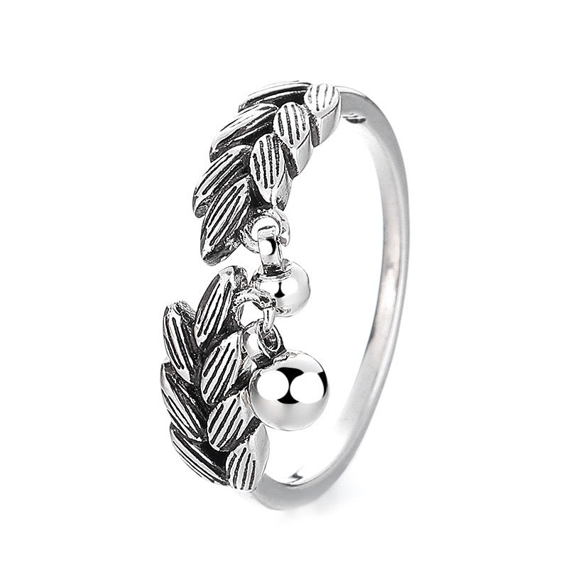 Wholesale Silver Alloy Adjustable Ring with Chinese Vintage Wheat Ear Bell Design - Fashion Accessory Gift