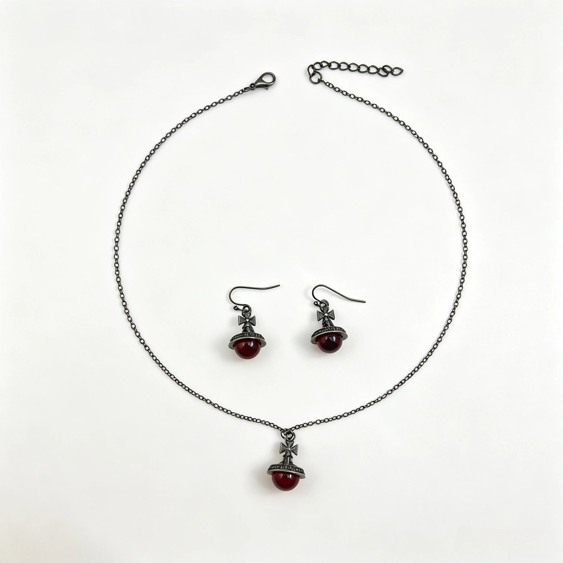 Wholesale Zinc Alloy Electroplated Gothic  Necklace Earrings Set Trendy Jewelry Accessory Gift Boutique Resale
