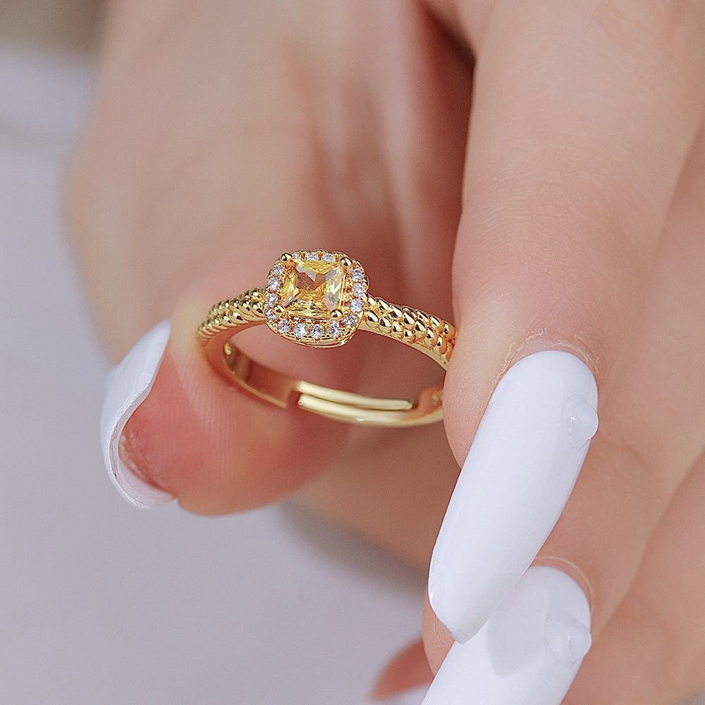 Wholesale Gold Tone Twisted Ring Adjustable Copper Zircon Jewelry Stylish Women S Fashion Accessory For Everyday Or Gift