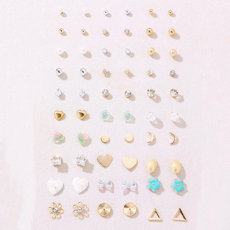 Wholesale diamond compact exquisite love pearl geometric combination female earrings