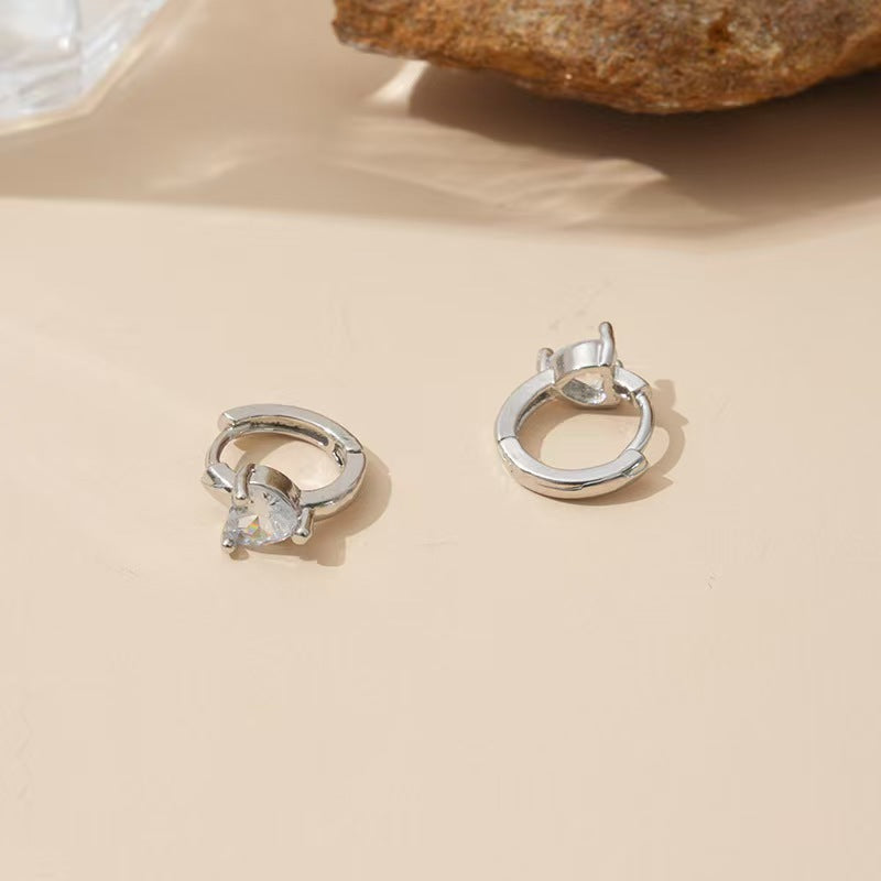 Wholesale Full Diamond Love Earrings Ear Buckle Light Luxury White K  Earrings