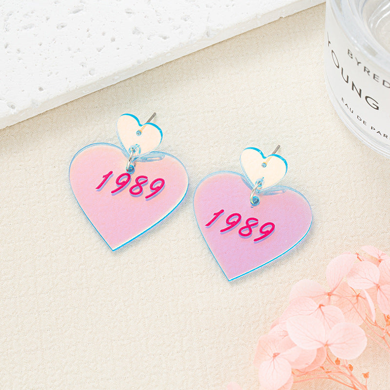 Wholesale Creative Acrylic Earrings Laser Heart Earrings ACC-ES-Jiay012