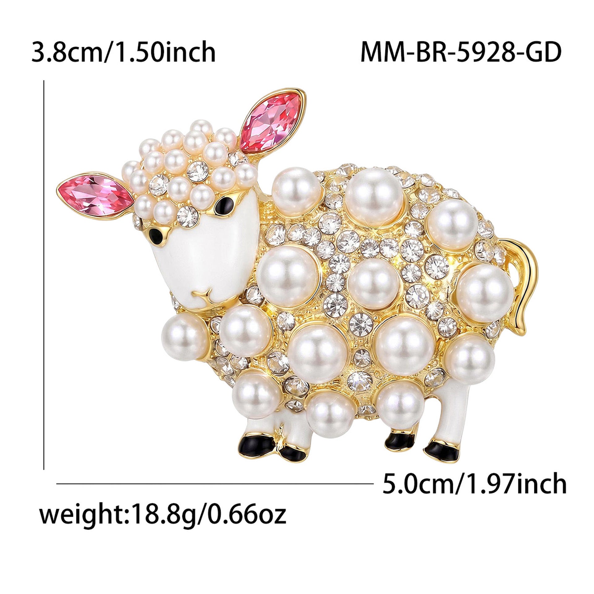 Wholesale Stylish Sheep Brooch With Faux Pearl And Rhinestone For Women Cardigan Coat Fashion Accessory