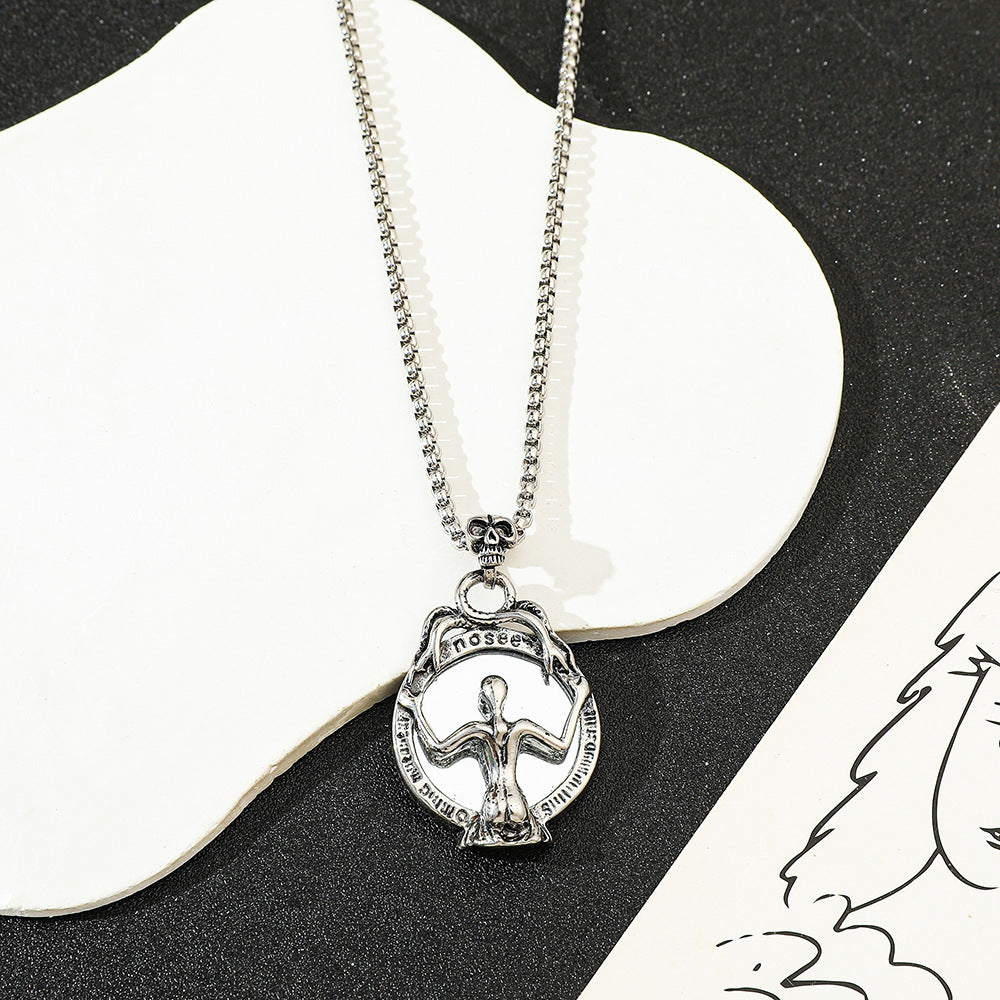Wholesale Vampire Photo Demon Beauty Mirror Pendant  Skull Necklace
