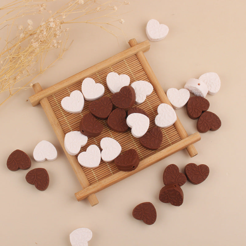 Wholesale 5pcs Silicone Printed Heart Focal Beads ACC-BDS-GuangTian029