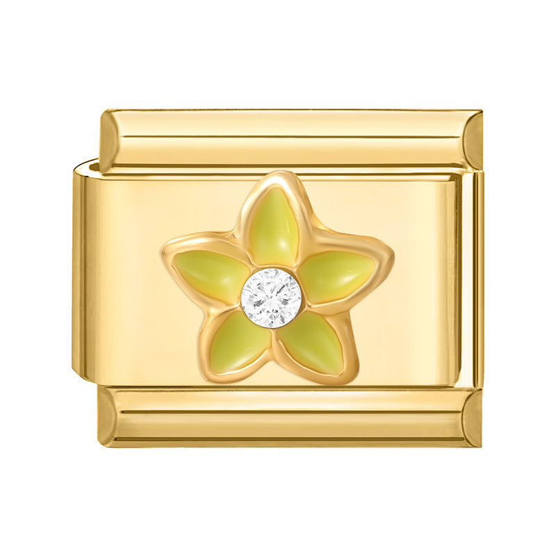 Wholesale 9mm Italian Charm Starter Bracelets DIY Gold Flower Stainless Steel Composable Bracelet