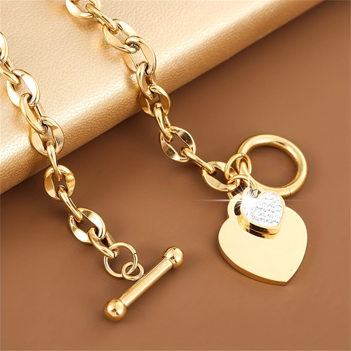 Wholesale Titanium Steel Buckle Heart  Bracelet