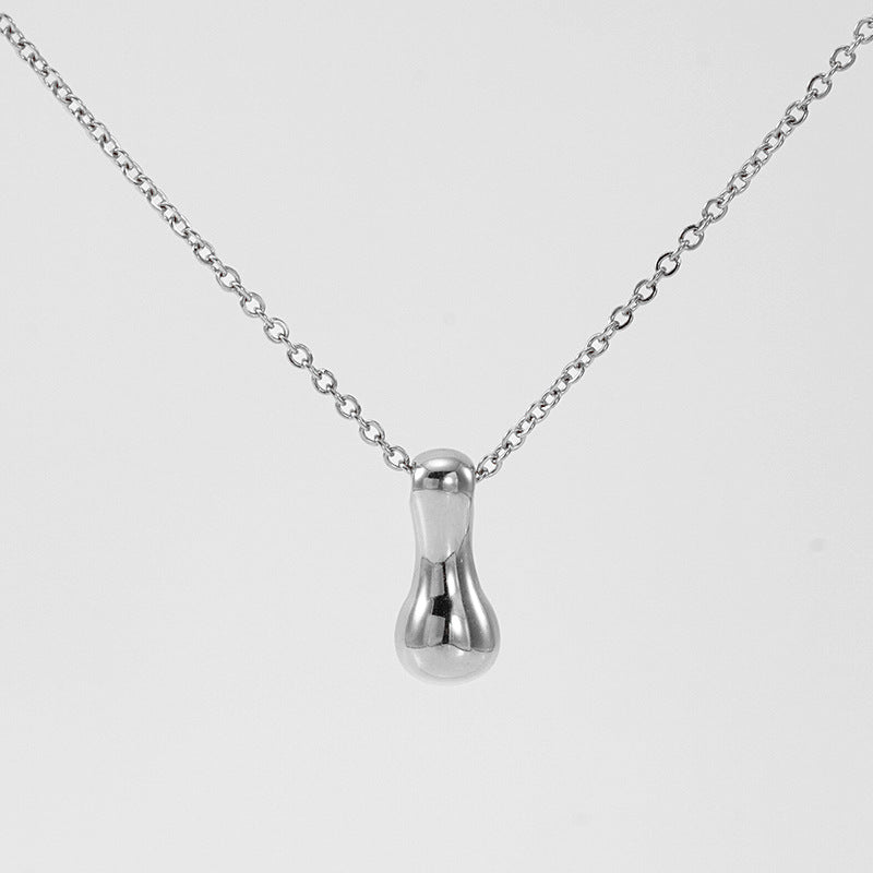 Wholesale  titanium steel smooth bubble letter necklace