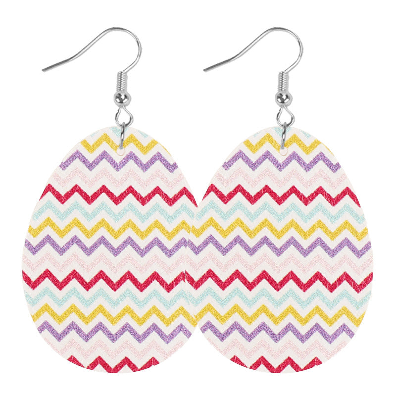 Wholesale  Easter Egg Rabbit Carrot Cute Cartoon Print Women's Leather Earrings