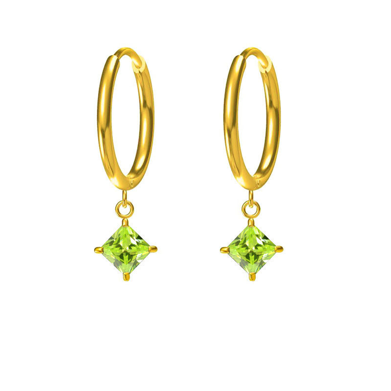 Wholesale 2PCS Steel-titanium colored zircon earrings