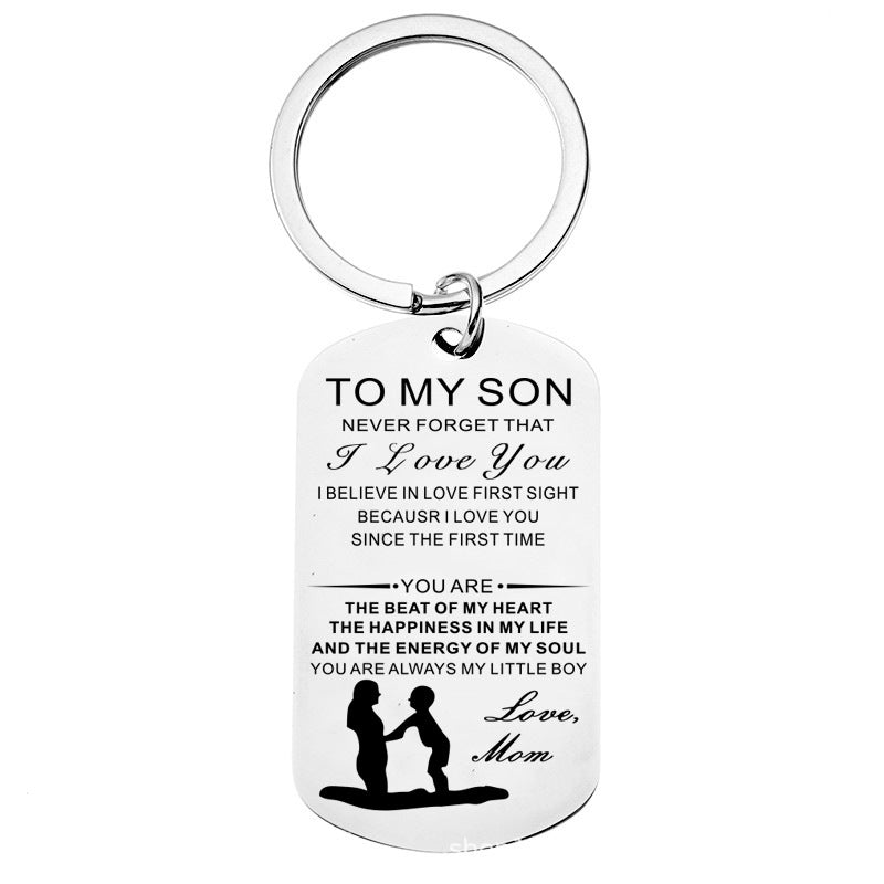 Wholesale Stainless Steel Keychain Engraved Pendant TO MY SON Keychain ACC-KC-Chenz015