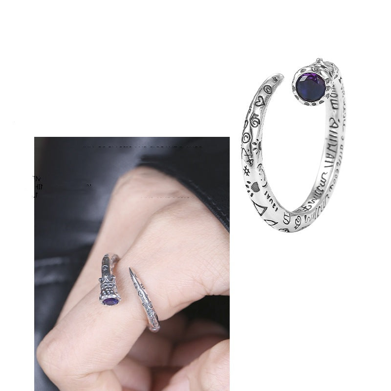 Wholesale  Retro Gemstone Crown Wand Ring