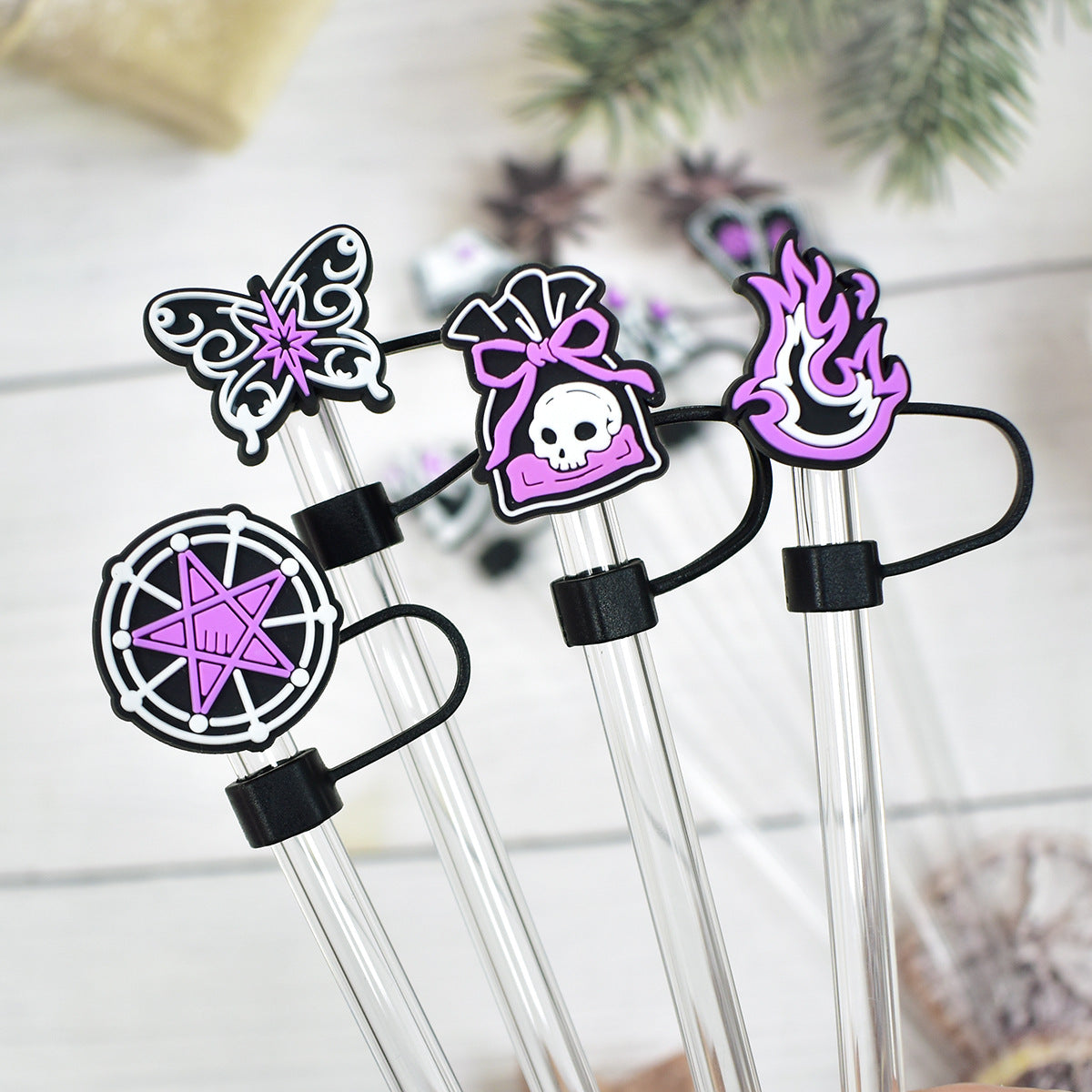 Wholesale Random 100pcs Creative    10mm PVC Soft Straw Tube Cap