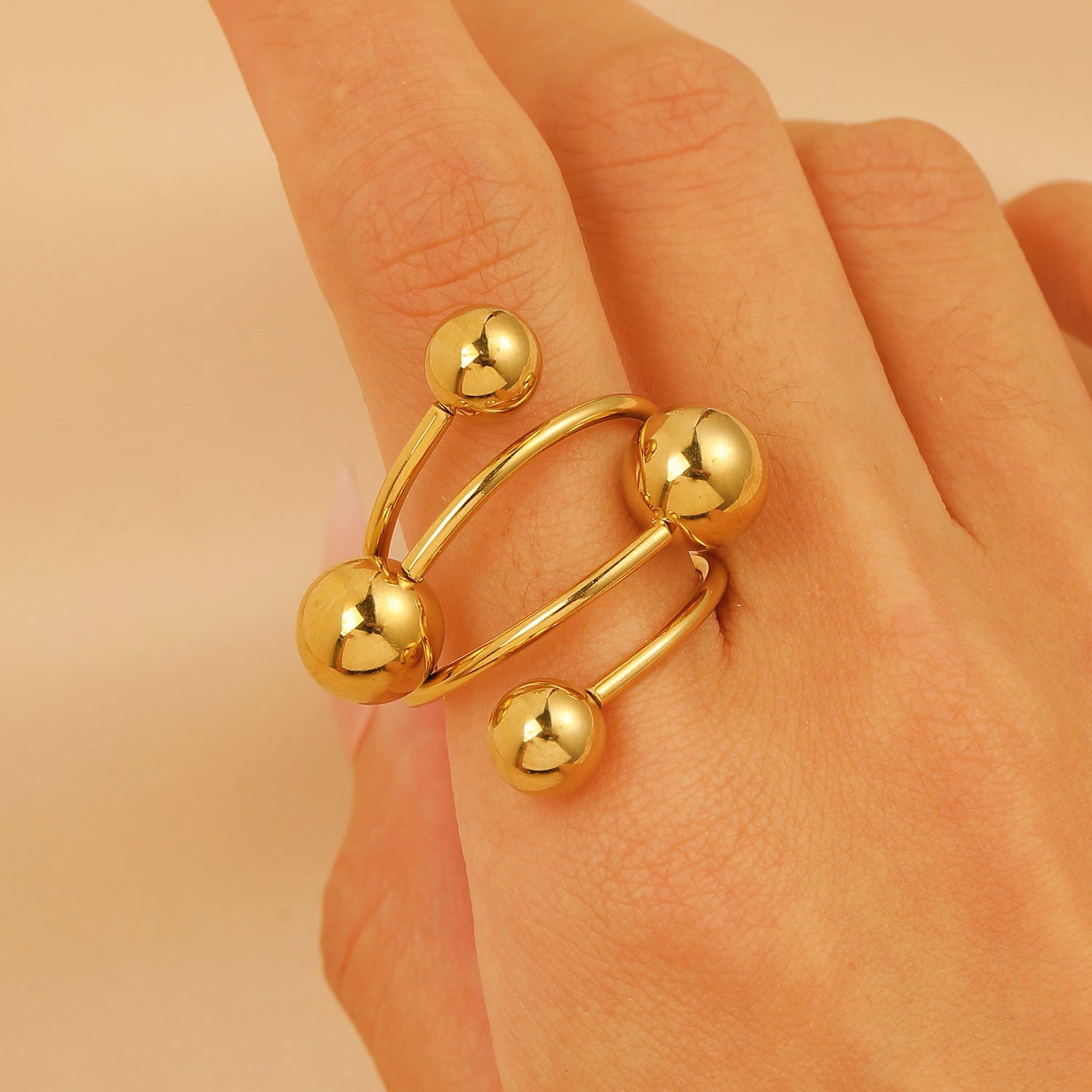 Wholesale small large ball stainless steel ring  accessories jewelry