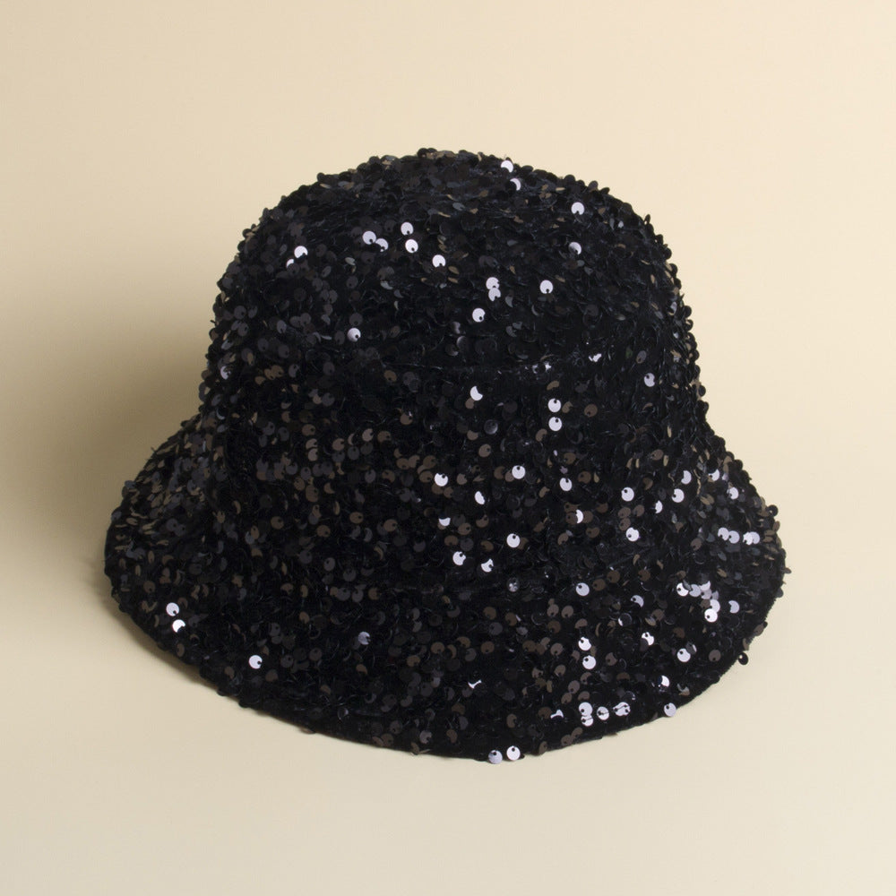 Wholesale Sequined Bucket Hat Elegant Bucket Hat Foldable To Cover Face ACC-HT-HeiYang002
