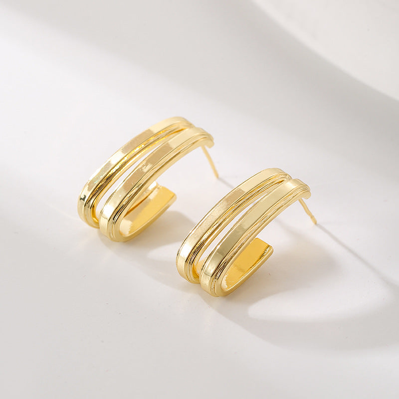 Wholesale Gold Shattered Silver Unique Large Circle Earrings