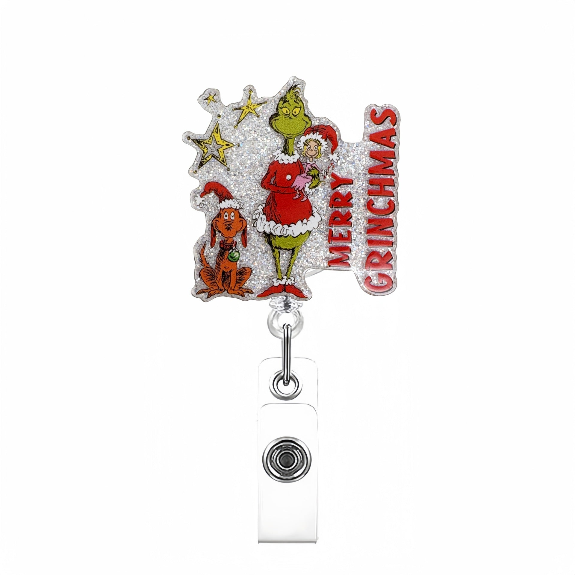 Wholesale  Christmas Cartoon Green Monster Badge Reels Keychains