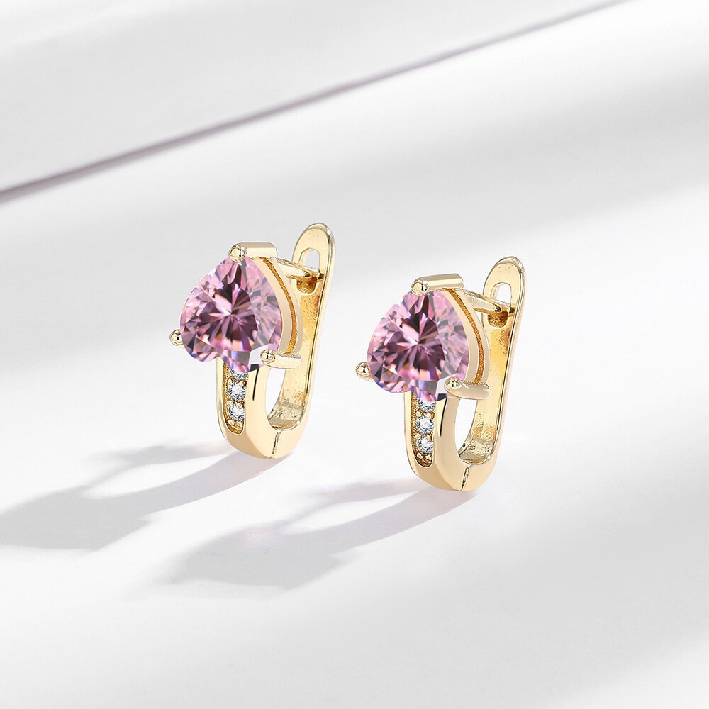 Wholesale heart shaped zircon British style earrings
