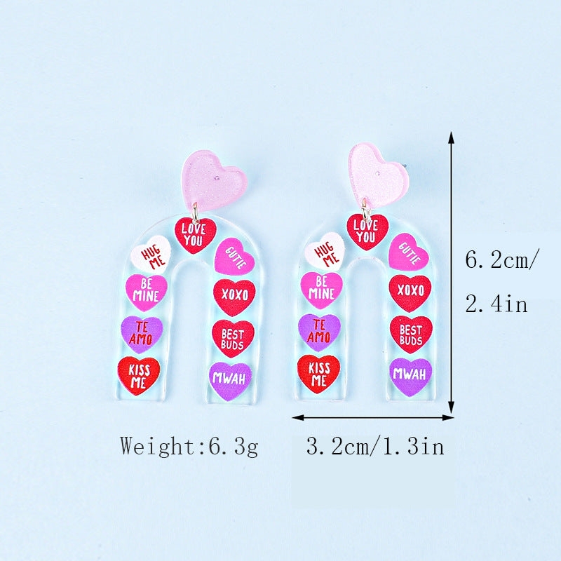 Wholesale Valentine' s Day Acrylic Heart Earrings