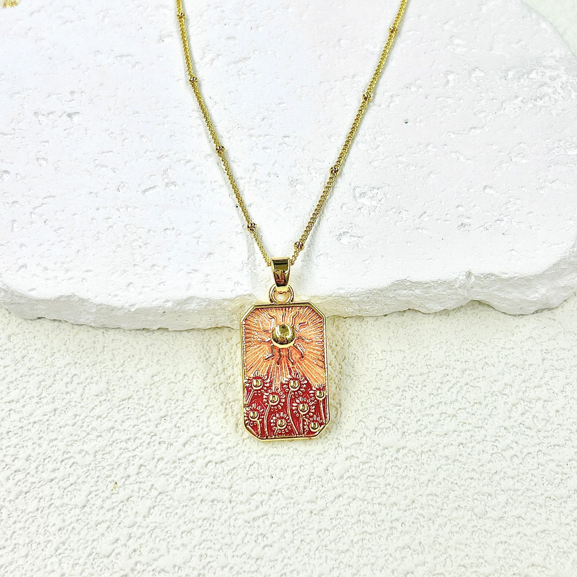 Wholesale 2pcs Oil Drop Tarot Sun Star Moon Pendant Copper All-match Necklace DIY Pendant Accessories